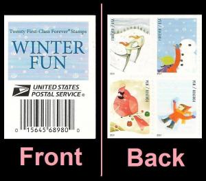 US 4937-4940 4940a Winter Fun F label block 4 MNH 2014