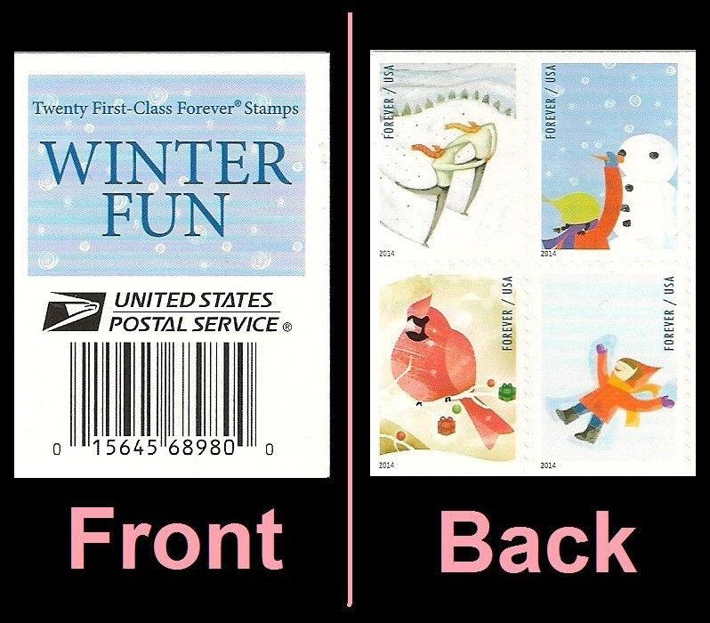 US 4940a Holiday Winter Fun forever label block set MNH 2014