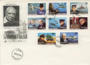 1974 Maldives Winston Churchill (Scott 524-531) Artcraft FDC