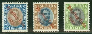 ICELAND #C12-14 (165-7) Complete HOPFLUG set, og, NH, Pollak cert Scott $5,225 