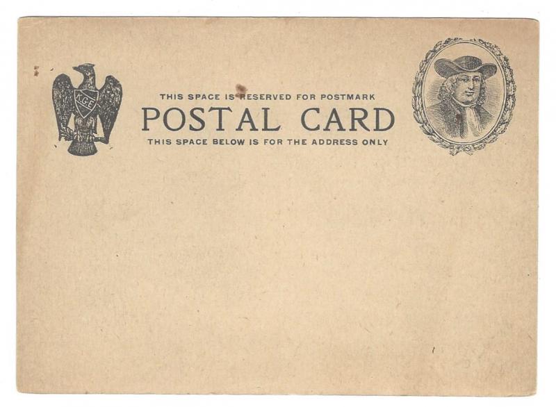 2 Essay Postal Stationery Cards Quaker William Penn Masonic KGE Eagle Unused