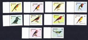 Zimbabwe Birds 1st series 10v with left margins SG#1146-1155