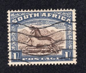 South Africa 1932 deep blue & brown Gnu, Scott 43d used, value = 45c