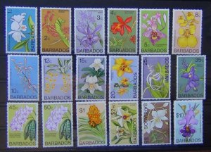 Barbados 1974 Orchids set to $10 MNH