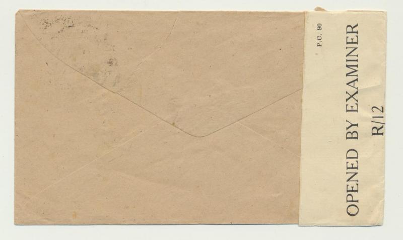 KUT (MOSHI) TO USA 1943 CENSOR(R/12) COVER, SCARCE CENSOR 30c RATE(SEE BELOW)