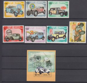 j39144 jlstamps,1984 cambodia mh set + s/s #518-25 cars autos