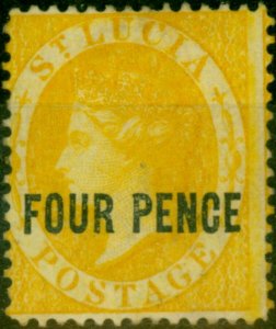 St Lucia 1882 4d Yellow SG27 Fine MM