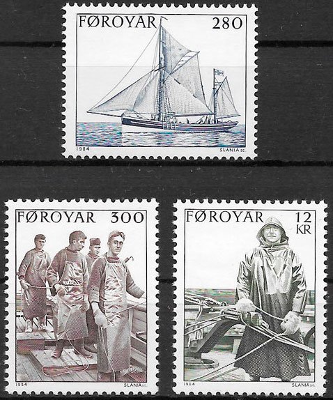 Faroe Islands 1984 #112-4 MNH. Fishing industry