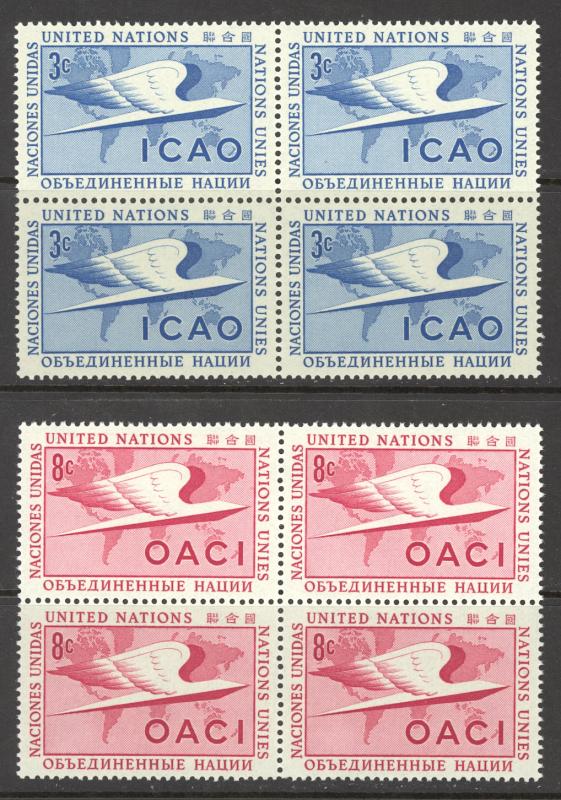 UN Sc#31-32 MNH Block/4 1955 International Civil Aviation Organization