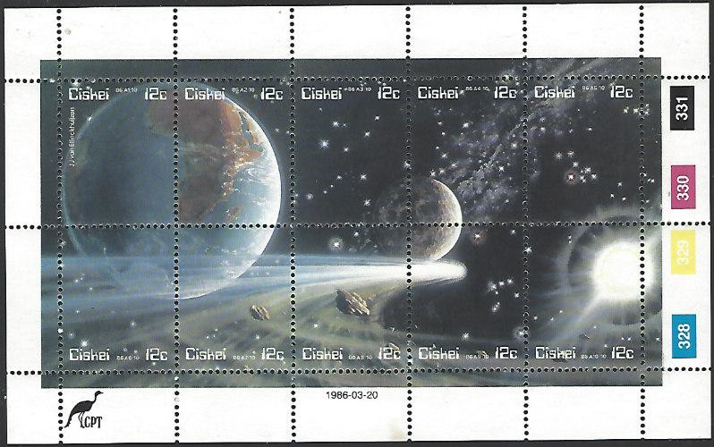 Ciskei #89 MNH Halley's Comet Miniature Sheet of 10