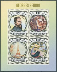 Burundi 2013 MNH Art Stamps Georges Seurat Paintings French Painter 4v M/S