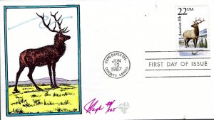 Pugh Designed/Painted American Elk FDC...43 of 105 created!