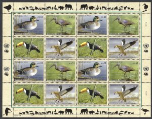 UN Vienna #329-332 51¢ Endangered Species (2003). Full mini-sheet. MNH