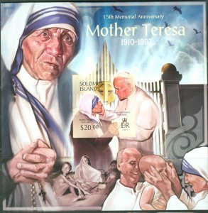 SOLOMON ISLANDS 2013 MOTHER TERESA 15TH MEMORIAL ANNIVERSARY SOUVENIR SHEET IMP