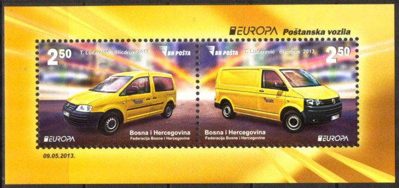 Bosnia 2013 Europa CEPT Postman Van Cars S/S MNH