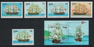 Caribic 18th-century Ships of the Line 5v+MS 1996 MNH SG#4073-MS4078