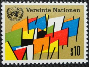 UN Vienna #6 MNH, Single, Flags, SCV $.60 L10