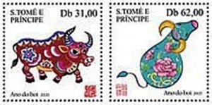 St Thomas - 2020 Chinese Year of the Ox - 2 Stamp Set - ST200618a