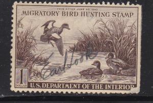 US RW  9 Used 1942 $1 vio brn Duck Stamp CV $45.00