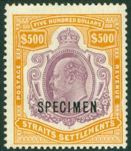 SG 169s Malaya Straits settlements 1906-12. $500 purple & orange. A wonderful...