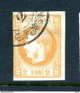 Romania 1868 Sc 33 Used Imperf 2b orange 15114