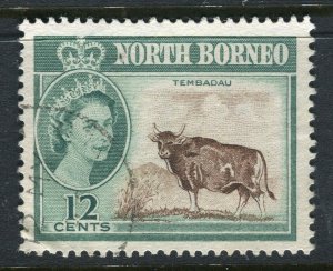 NORTH BORNEO; 1961 early QEII Pictorial issue fine used 12c. value