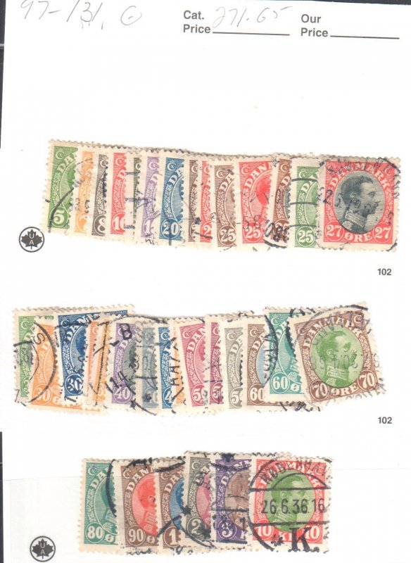 Denmark #97 to 131 USED SET