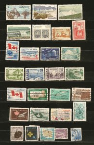 Canada Collection of 28 Different Old Used Off Paper Stamps