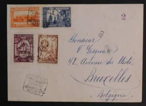 1930 Madrid Spain Cover To Brussells Belgium Ibero American Exhibition Cancel