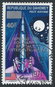 Dahomey #C120 40fr on 30fr Astronauts, Rocket, US Flag