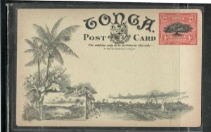 TONGA (P3005B) 1D TREE PICTORAL COLORED PPC #2  UNUSED 