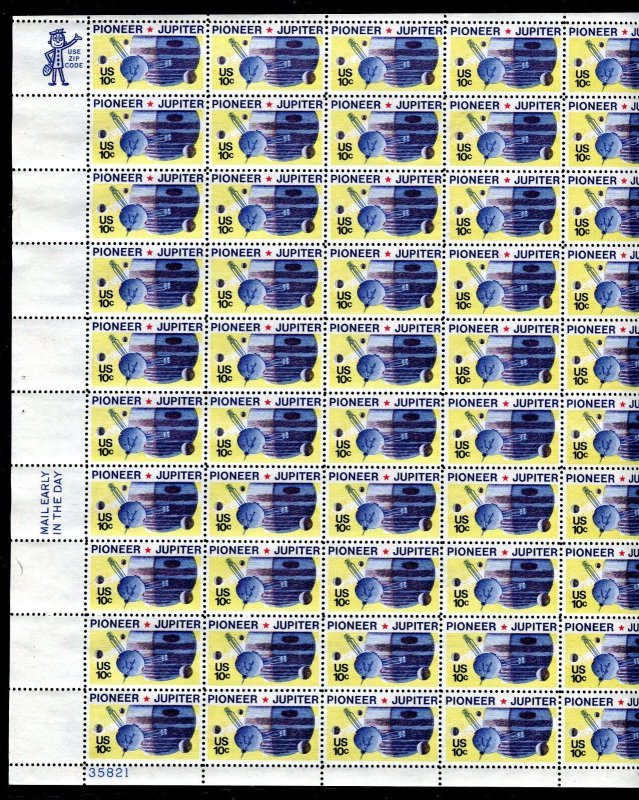 1556 Pioneer 10 Sheet of 50 10¢ Stamps MNH 1975
