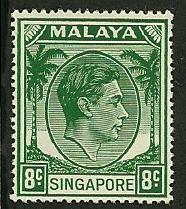 Singapore # 8, Mint Hinged, Cat value $ 9.00