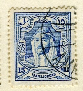 TRANSJORDAN; 1930 early Sultan issue fine used 15m. value