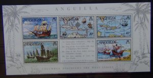 Anguilla 1973 Columbus Discovers the West Indies Miniature Sheet MNH