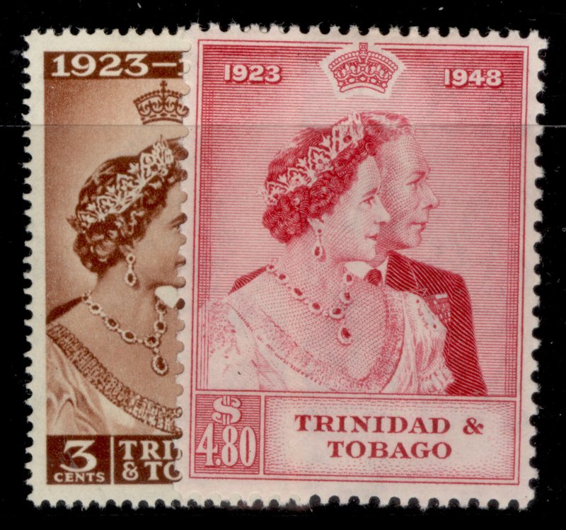 TRINIDAD & TOBAGO GVI SG259-260, ROYAL SILVER WEDDING set, M MINT. Cat £30.