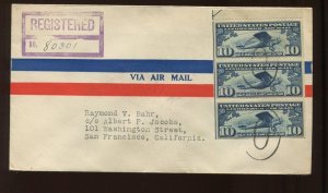 C10a POSITION C BOOKLET PANE REGISTERED FIRST DAY COVER TO SAN FRANCISCO (CV873)