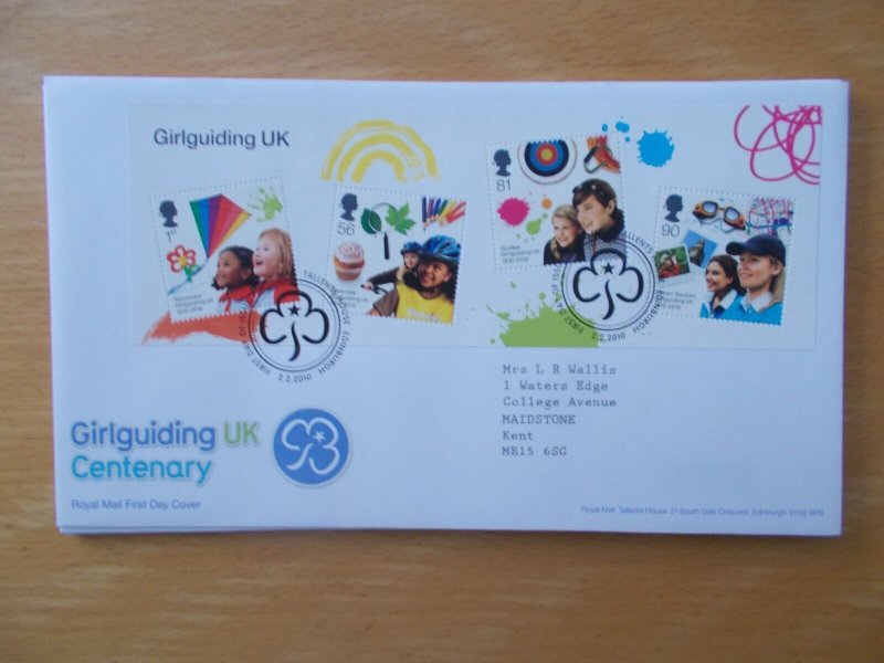 2010 Girlguiding Miniature Sheet on First Day Cover Tallents House Edinburgh SHS