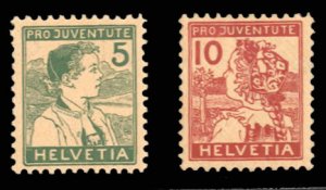 Switzerland #B2-3 Cat$81.25, 1915 Semi-Postals, set of two, hinged