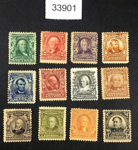 MOMEN: US STAMPS #300-311 11 UNUSED NO GUM / (4c USED) LOT #33901