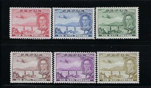 PAPUA SCOTT #C10-15 1939-41 GEORGE VI AIR MAILS- MINT LIGHT HINGED