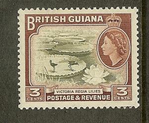 British Guiana, Scott #255, 3c Queen Elizabeth II, Wmk 4, MH