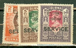 FN: Burma O43-55 mint, most appear MNH CV $200; scan shows only a few