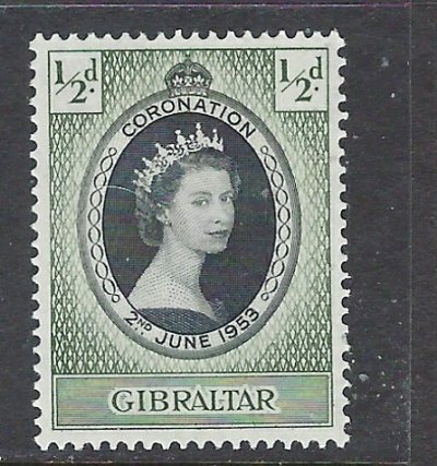 Gibraltar 131 MLH 1953 QEII Coronation (ap7621)