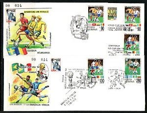 Romania, JUL/94. W. C. Soccer/Football Cancels on 5 Cachet Envelopes.