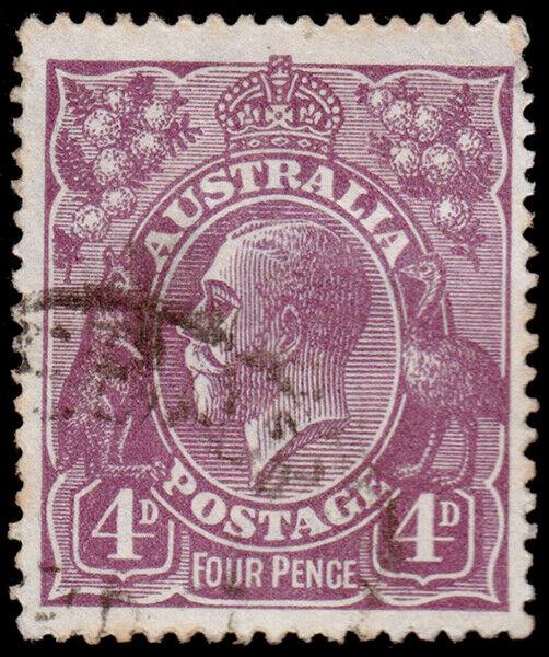 Australia Scott 32, Violet, Perf. 14 (1921) Used F-VF, CV $16.00 M