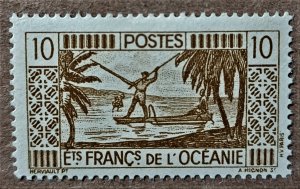 French Polynesia #85 10c Spearfishing MHR (1940)