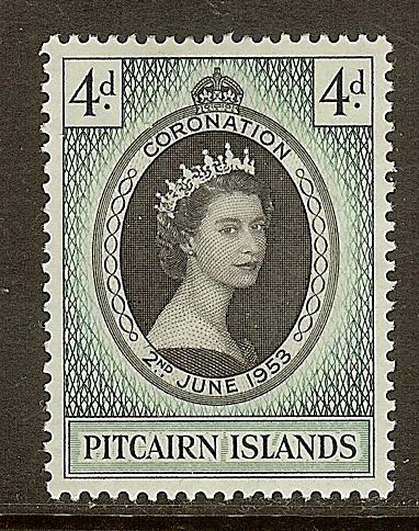 Pitcairn Islands, Scott #19, 4p QE Coronation, MH