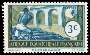 French Equatorial Africa #35  MNH - Logging on the Loeme River (1940)