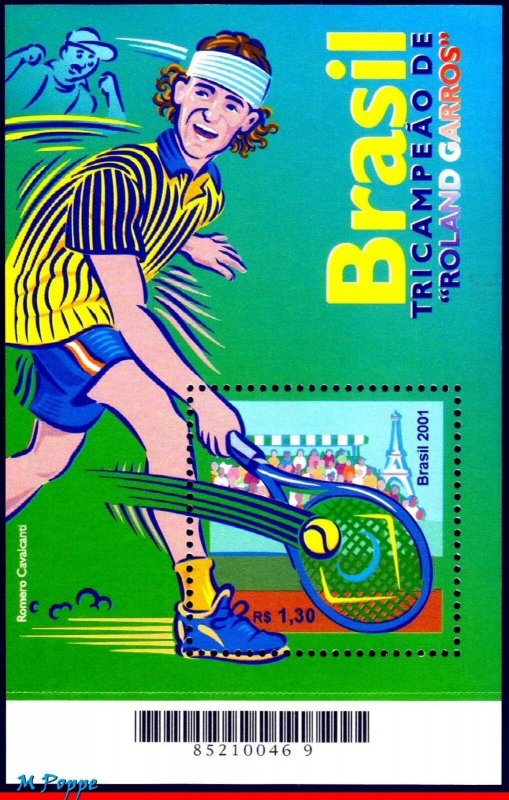 2805 BRAZIL 2001 GUSTAVO KUERTEN, TENNIS, SPORTS, FAMOUS PEOPLE, MI# B116, MNH